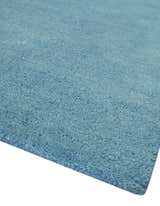 Custom Made Hand Tufted Solid Plane Light Blue Woolen wool Area Rug