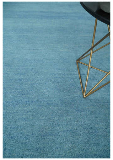 Custom Made Hand Tufted Solid Plane Light Blue Woolen wool Area Rug