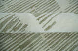 Custom Made Ivory and Olive Modern Design Hand Tufted Wool Rug