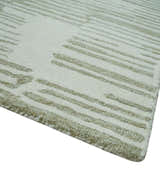 Custom Made Ivory and Olive Modern Design Hand Tufted Wool Rug