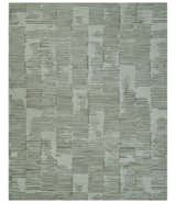 Custom Made Ivory and Olive Modern Design Hand Tufted Wool Rug