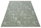 Custom Made Ivory and Olive Modern Design Hand Tufted Wool Rug