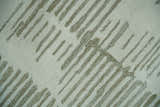 Custom Made Ivory and Olive Modern Design Hand Tufted Wool Rug