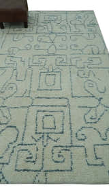Custom Made Ivory, Beige and Gray Maze Design Hand knotted wool Area Rug