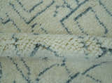 Custom Made Ivory, Beige and Gray Maze Design Hand knotted wool Area Rug