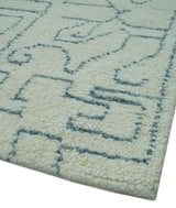 Custom Made Ivory, Beige and Gray Maze Design Hand knotted wool Area Rug