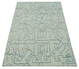 Custom Made Ivory, Beige and Gray Maze Design Hand knotted wool Area Rug
