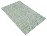 Custom Made Ivory, Beige and Gray Maze Design Hand knotted wool Area Rug