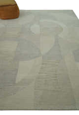 Custom Made Ivory, Gray and Beige Modern Contemporary Hand Tufted wool rug