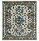 Custom Made Ivory, Gray and Camel Traditional Hand knotted Wool Area Rug