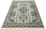 Custom Made Ivory, Gray and Camel Traditional Hand knotted Wool Area Rug
