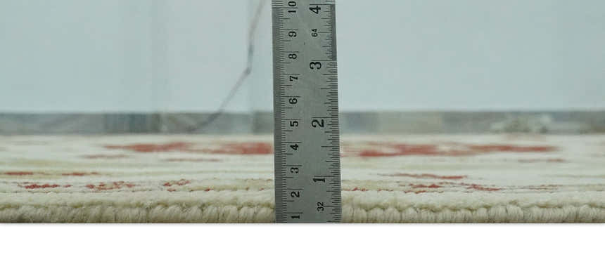 Custom Made Ivory, Olive and Maroon Traditional Medallion Mamluk Design wool Rug