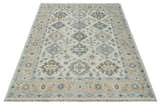 Custom Made Ivory, Peach and Gray Hand knotted Traditional Turkish Design Oushak wool Area Rug