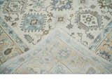 Custom Made Ivory, Peach and Gray Hand knotted Traditional Turkish Design Oushak wool Area Rug