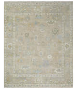 Custom Made Beige and Ivory Hand Knotted Traditional Oushak Wool Area Rug