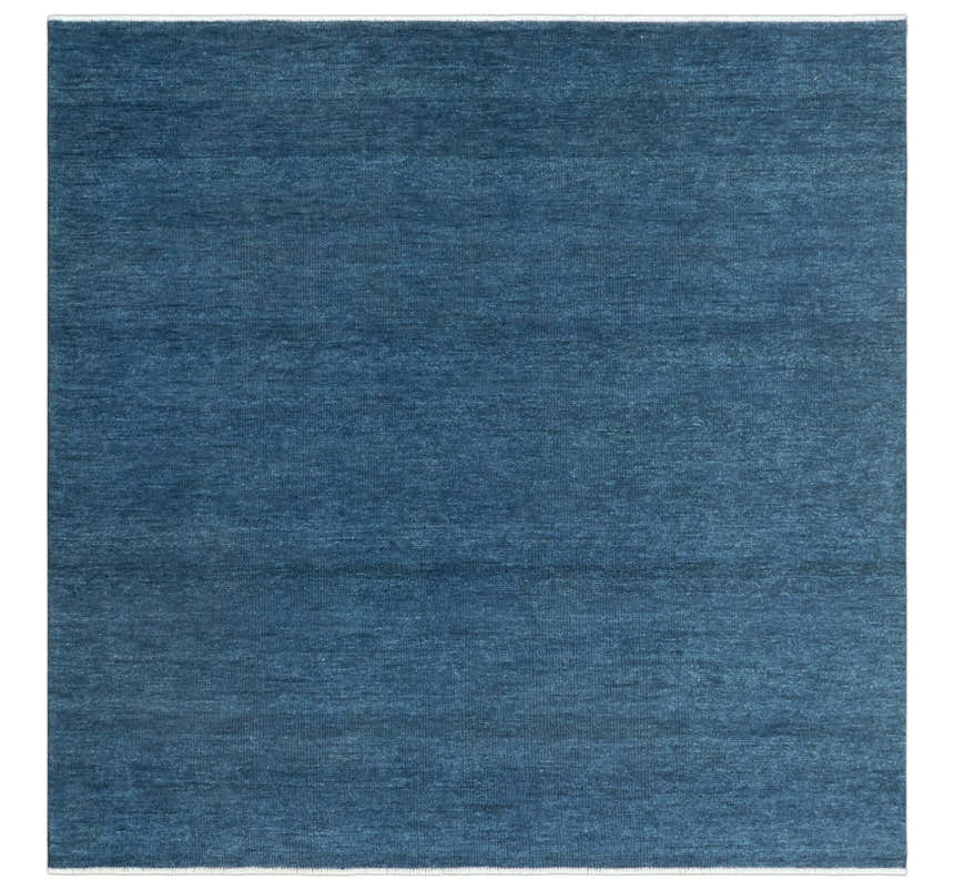 Custom Made Midnight blue Solid Hand knotted Modern wool Area Rug