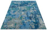 Custom Made Modern Abstract Blue Hand Tufted Wool Art-Silk Rug