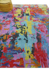 Custom Made Modern Abstract Multi-color Hand Tufted Wool-Art Silk Rug
