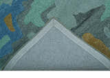Custom Made Modern Blue Abstract Design Hand Tufted Wool And Viscose Area Rug