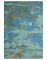 Custom Made Modern Blue Abstract Design Hand Tufted Wool And Viscose Area Rug