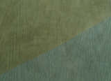 Custom Made Modern Geometrical Design Green And Gray Hand knotted wool Area Rug