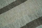 Custom Made Modern Geometrical Silver, Ivory and Charcoal Hand Knotted Wool area Rug