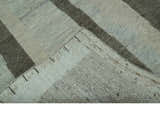 Custom Made Modern Geometrical Silver, Ivory and Charcoal Hand Knotted Wool area Rug