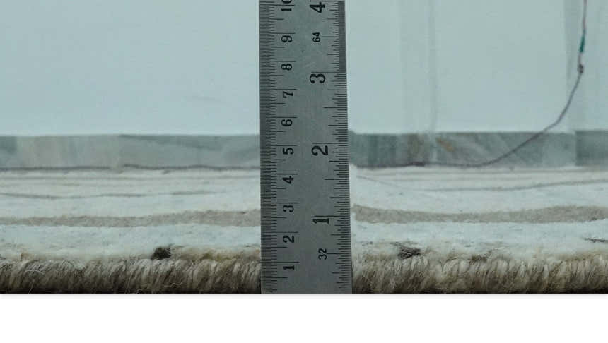 Custom Made Modern Geometrical Silver, Ivory and Charcoal Hand Knotted Wool area Rug