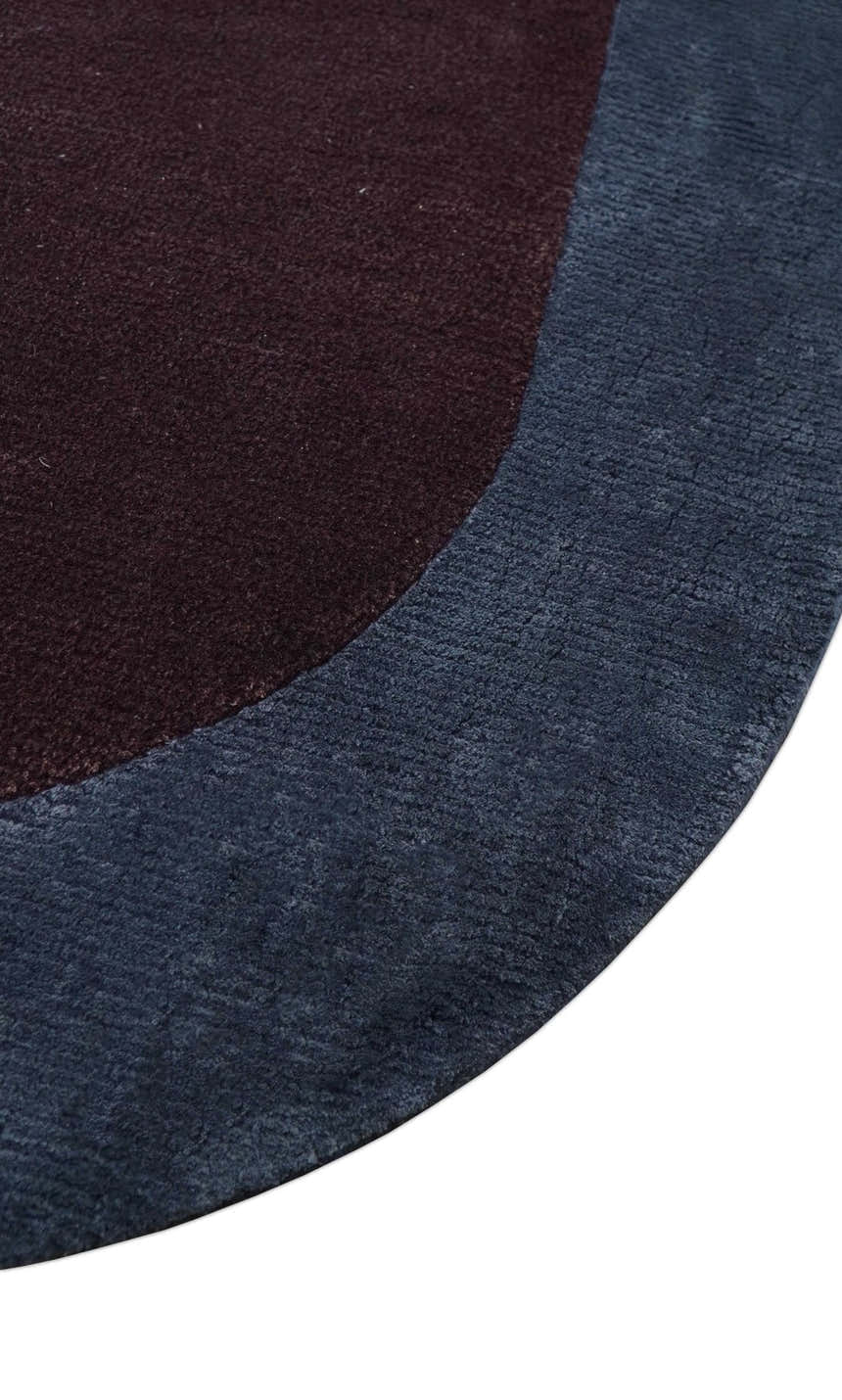 Custom Made Modern Solid Maroon And Gray Hand Knotted Wool And Art Silk Rug