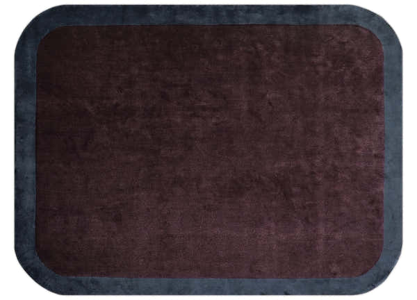 Custom Made Modern Solid Maroon And Gray Hand Knotted Wool And Art Silk Rug