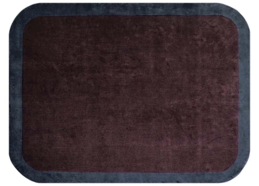 Custom Made Modern Solid Maroon And Gray Hand Knotted Wool And Art Silk Rug