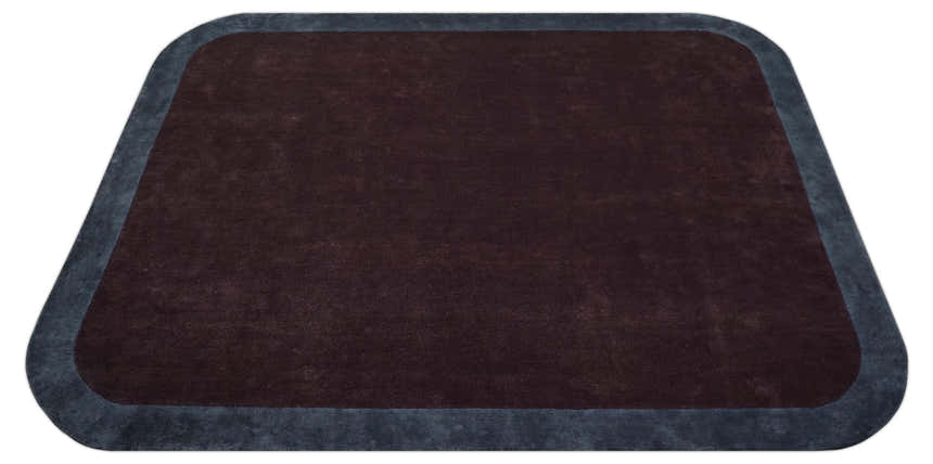 Custom Made Modern Solid Maroon And Gray Hand Knotted Wool And Art Silk Rug
