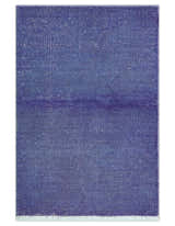 Custom Made Modern Solid Overdyed Blue Hand Knotted Wool Area Rug