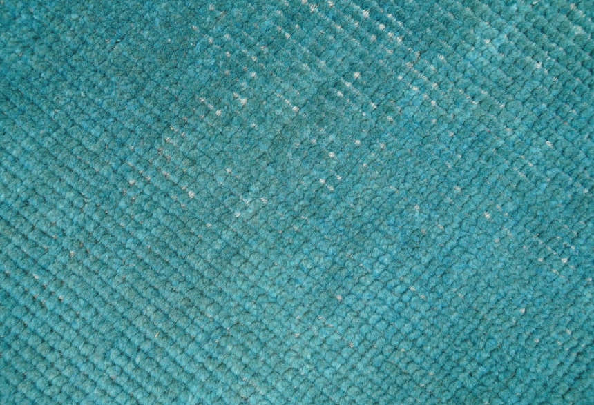 Custom Made Modern Solid Overdyed Blue Hand Knotted Wool Area Rug