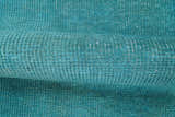 Custom Made Modern Solid Overdyed Blue Hand Knotted Wool Area Rug