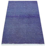 Custom Made Modern Solid Overdyed Blue Hand Knotted Wool Area Rug