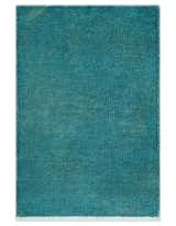 Custom Made Modern Solid Overdyed Blue Hand Knotted Wool Area Rug