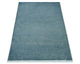 Custom Made Modern Solid Overdyed Light Blue Hand Knotted Wool Area Rug