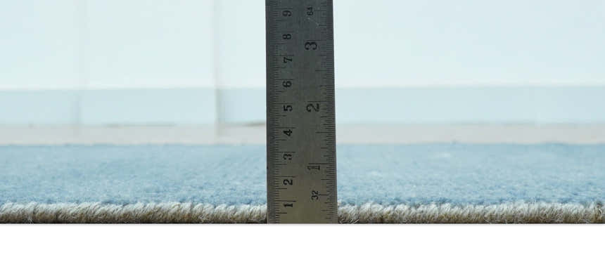 Custom Made Modern Solid Overdyed Light Blue Hand Knotted Wool Area Rug