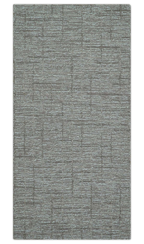 Custom Made Modern Style Brown Hand Tufted Wool Rug