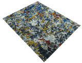 Custom Made Multi-color Modern Abstract Hand Tufted Wool-Art Silk Rug