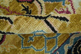Custom Made Mustard and Teal transitional Dragon Oushak wool area rug