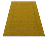 Custom Made Mustard Modern Tribal Design Wool Area Rug