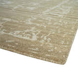 Custom Made Neutral Earthy Brown and Beige Chic Hand Knotted Natural Wool Minimal Area rug