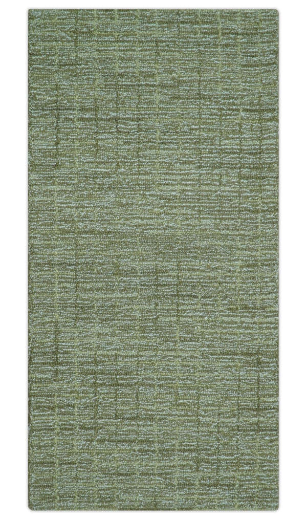 Custom Made Olive and Beige Modern Style Hand Tufted Wool Rug