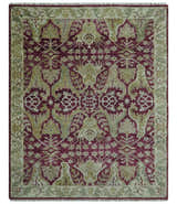 Custom Made Plum and Olive Traditional Dragon Oushak Design Hand knotted wool rug