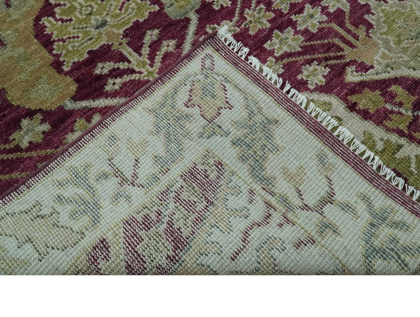 Custom Made Plum and Olive Traditional Dragon Oushak Design Hand knotted wool rug