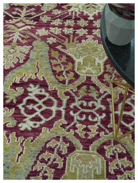 Custom Made Plum and Olive Traditional Dragon Oushak Design Hand knotted wool rug