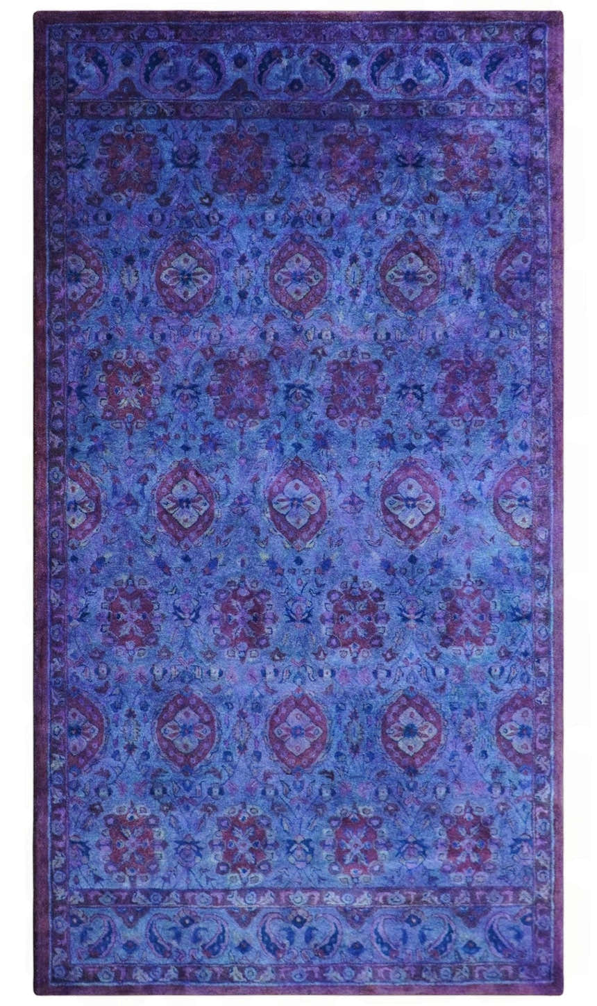 Custom Made Purple Handmade Overdyed Premium Wool Area Rug