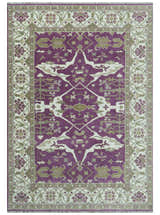 Custom Made Purple, Ivory And Beige Traditional Oushak Design Hand Knotted wool rug